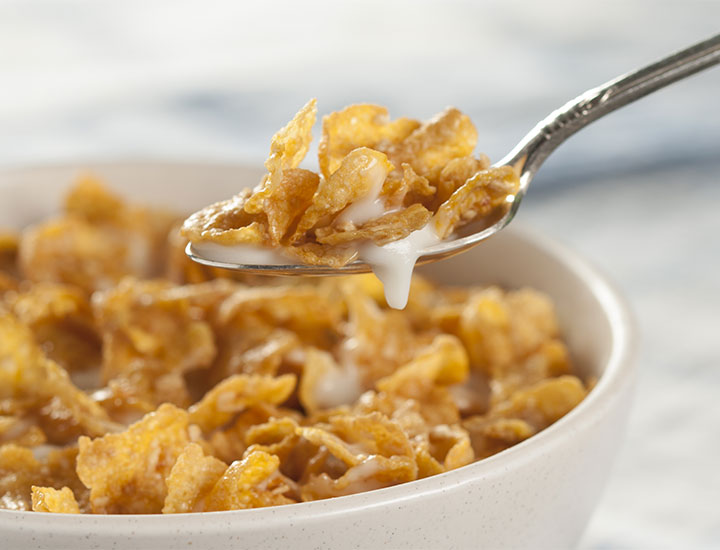 spoonful of cereal from a bowl