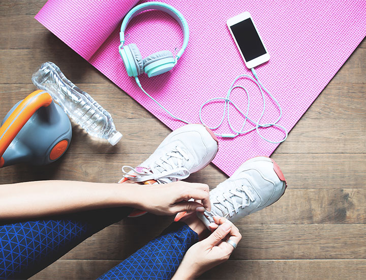 Woman preparing to work out