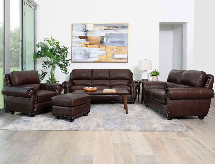 Costco Austin 4-piece top grain leather living room set