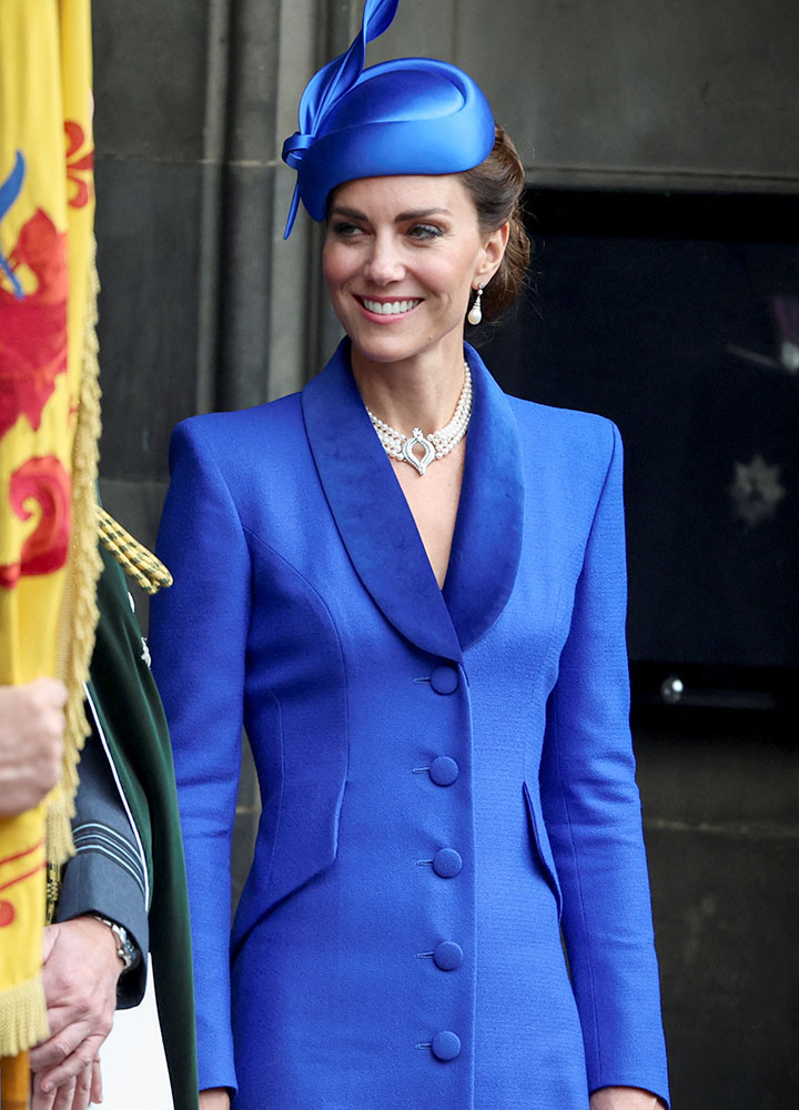 Kate Middleton Scotland King Charles coronation blue Catherine Walker coat dress