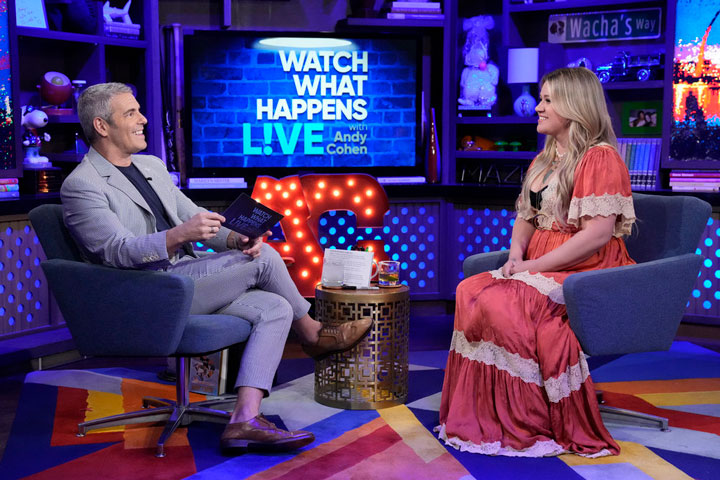 Kelly Clarkson with Andy Cohen on Watch What Happens Live in June 2023