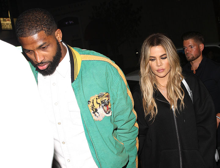 Khloé Kardashian and Tristan Thompson visiting Ruth's Chris Steak House