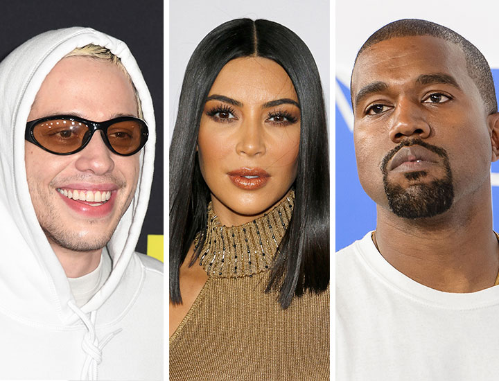 Pete Davidson, Kim Kardashian and Kanye West