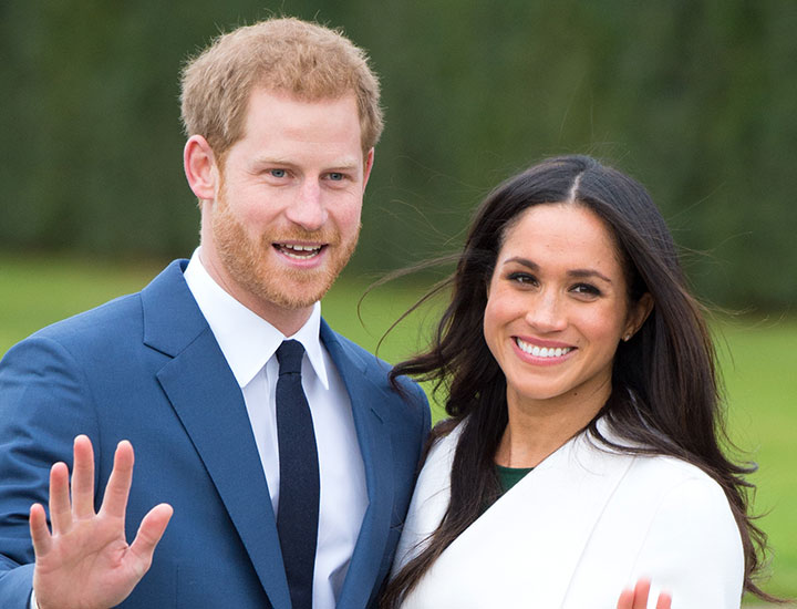 prince harry meghan markle waving outside announcing engagement