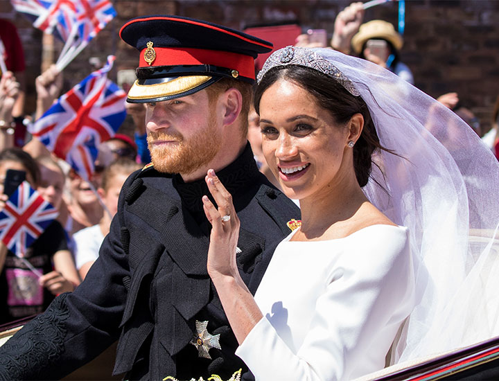 prince harry and meghan markle celebrating wedding 2018