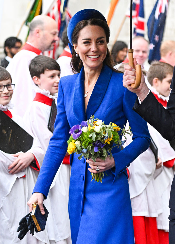 Kate Middleton Commonwealth Day 2022 blue Catherine Walker coat dress