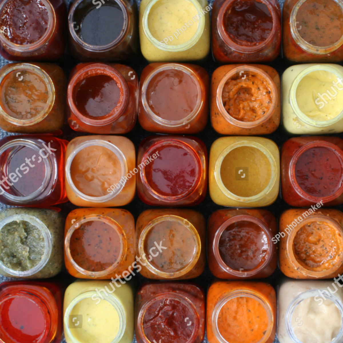 various bottles of condiments