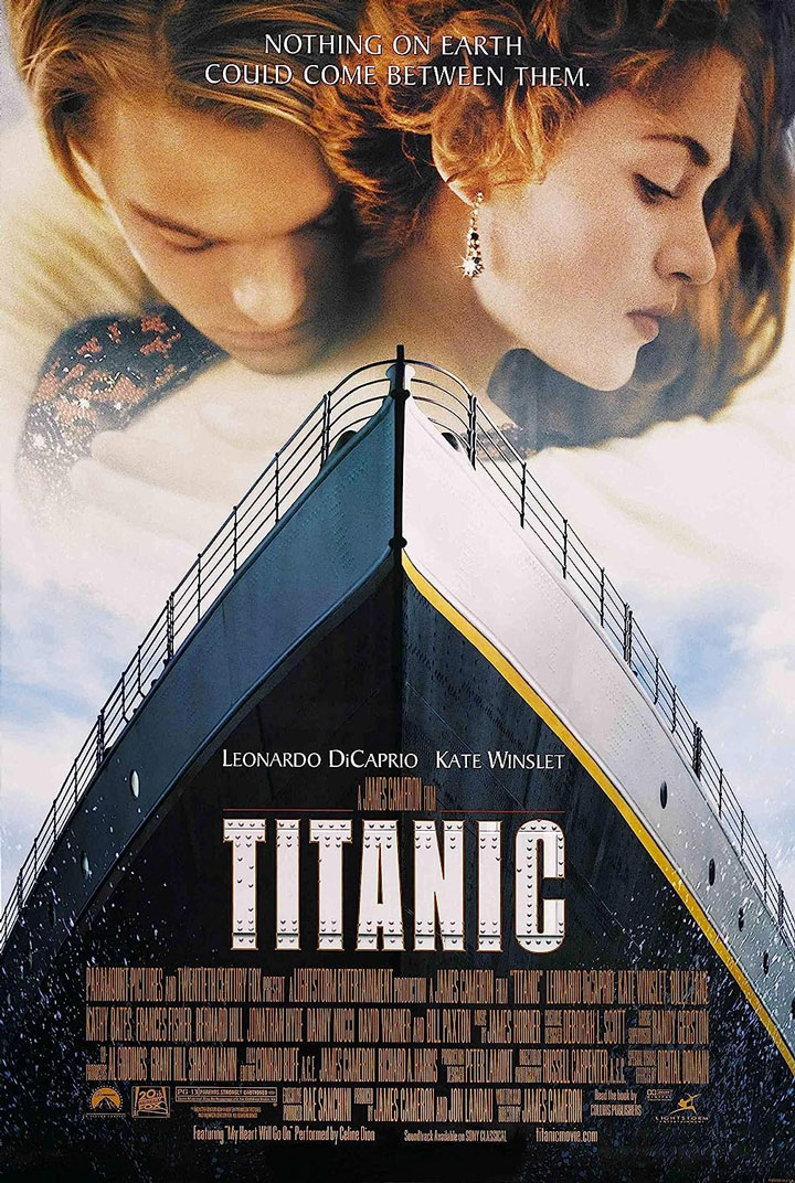 Titanic movie poster (1997) featuring Kate Winslet and Leonardo DiCaprio