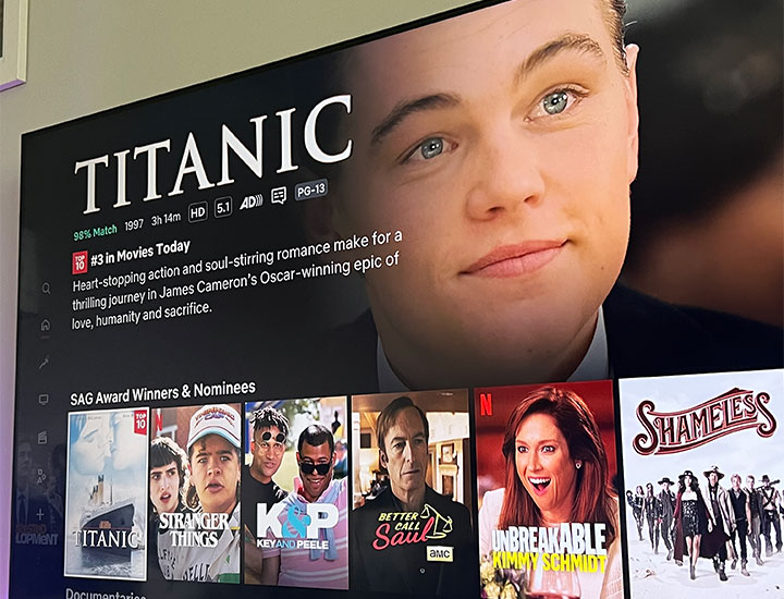 Titanic available for streaming on Netflix app