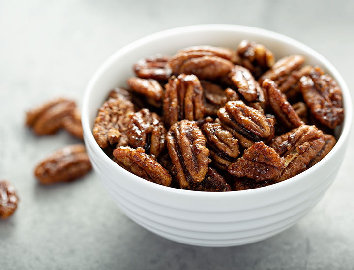 bowl of candied walnuts