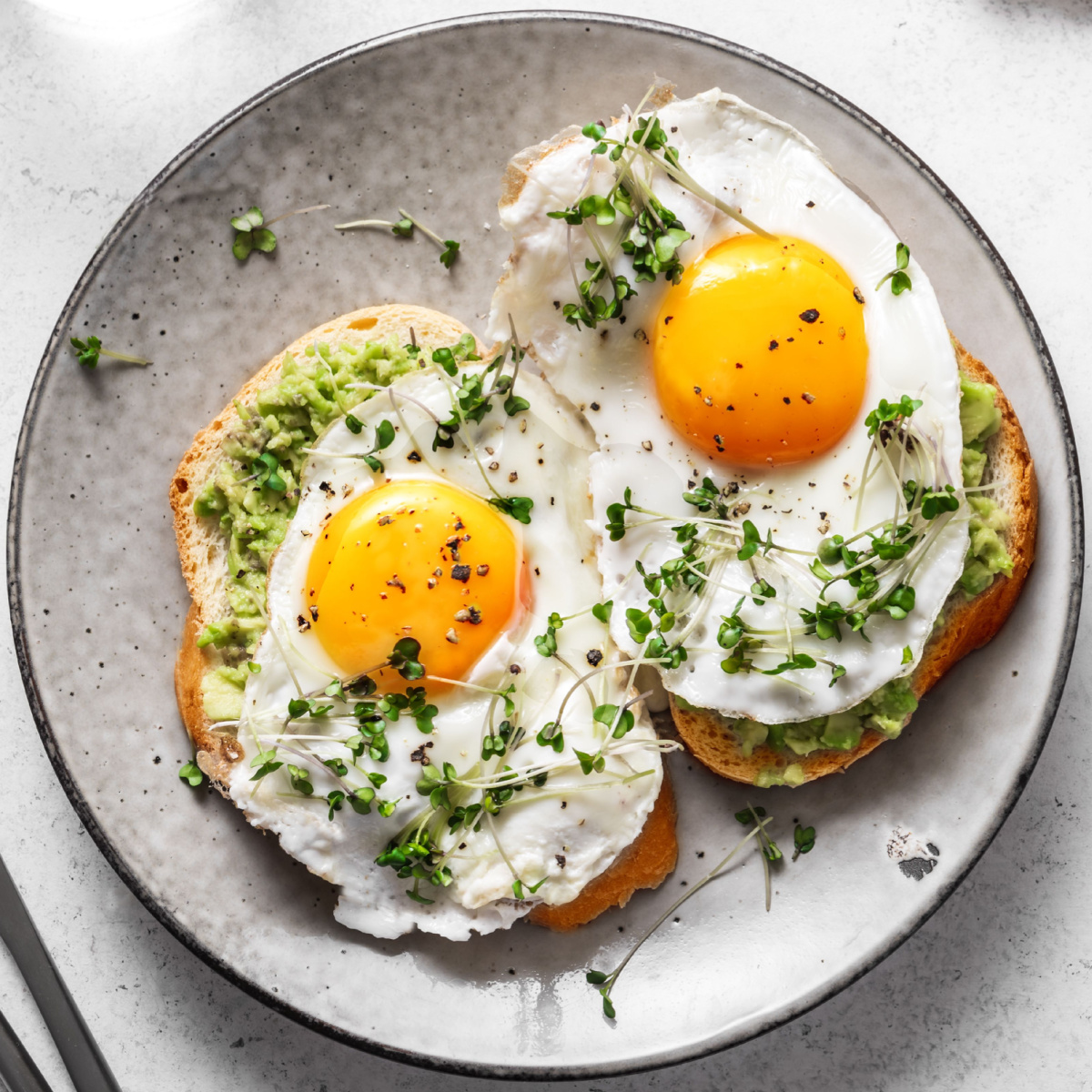 eggs avocado toast healthy meal close up shot