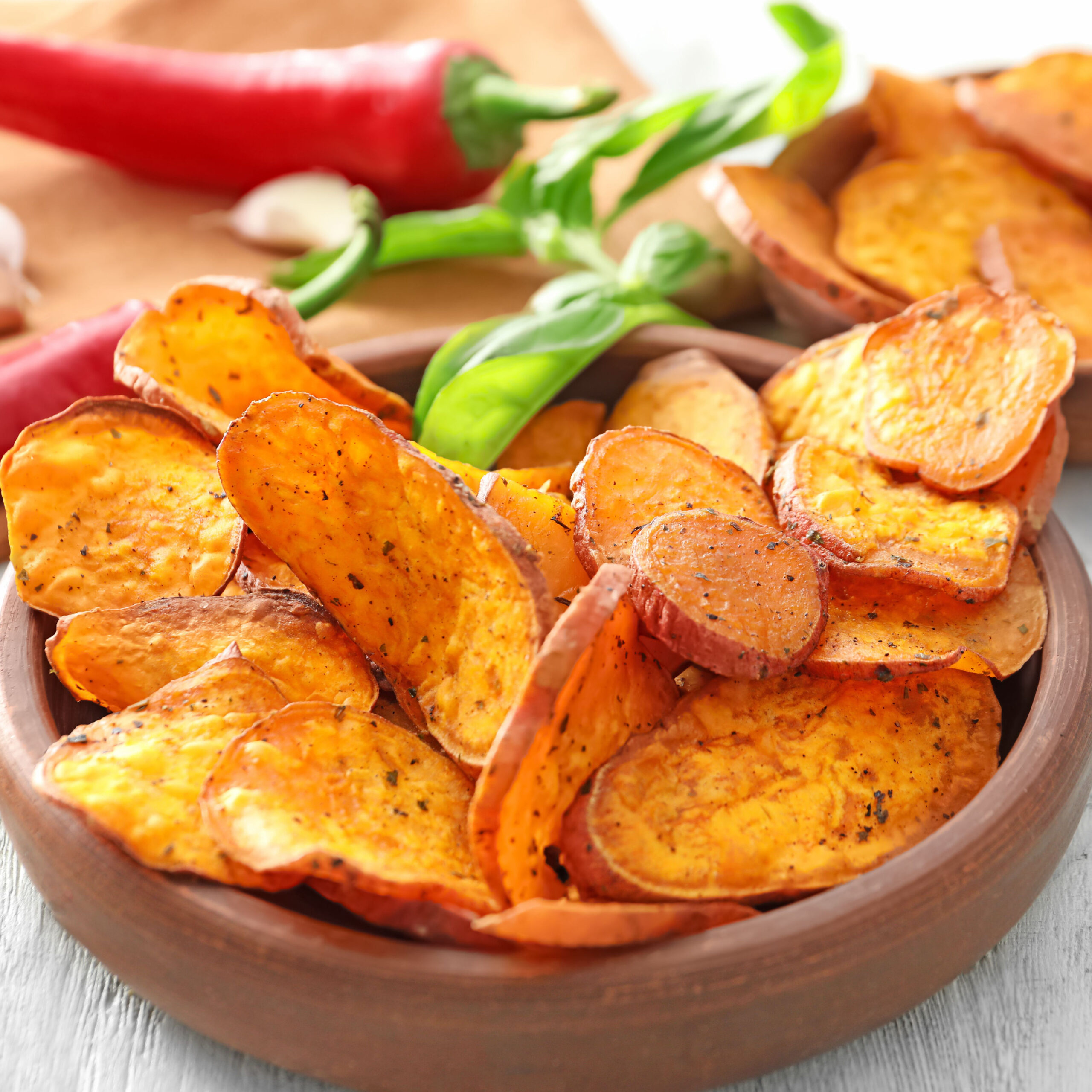 bowl of sweet potato chips