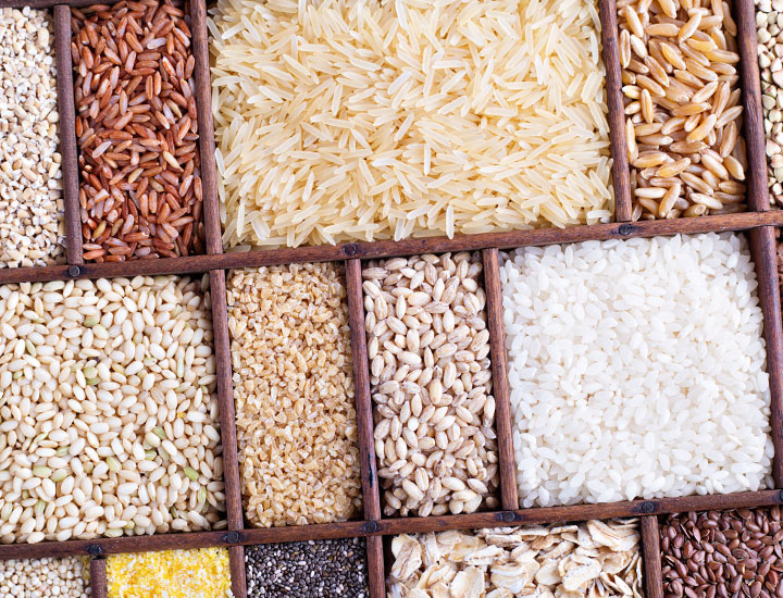 various grains of rice