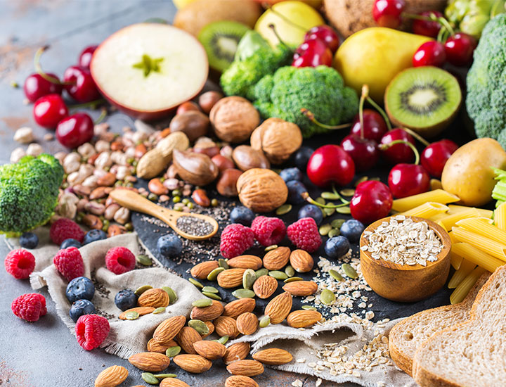 various organic fruits and nuts