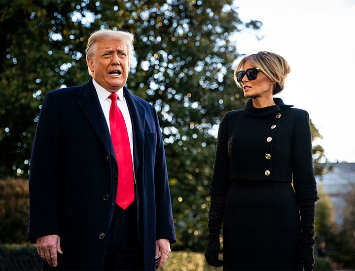 Donald Trump and Melania Trump before boarding Marine One