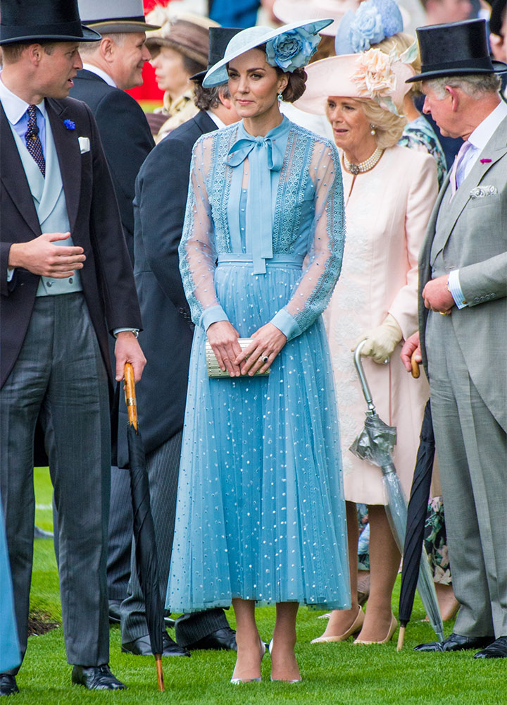 Kate Middleton Royal Ascot 2019 blue Elie Saab outfit metallic Gianvito Rossi heels