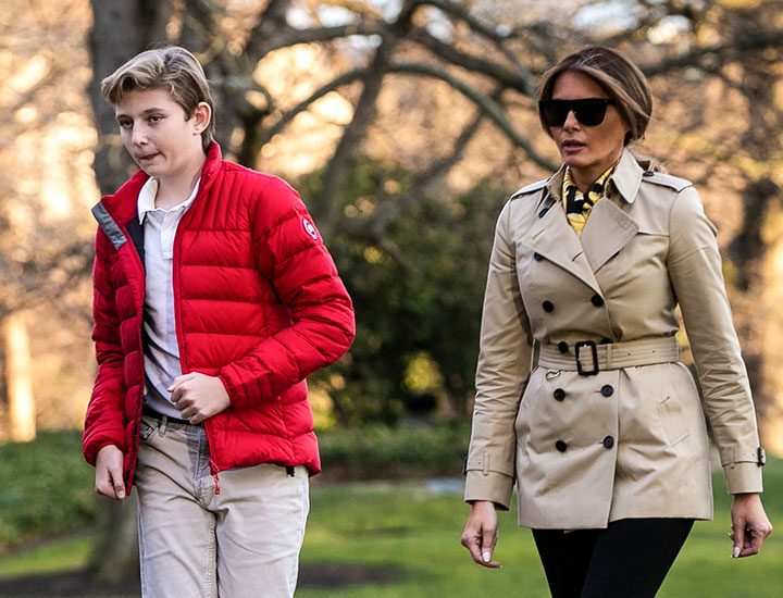 Melania Trump and Barron Trump at the White House