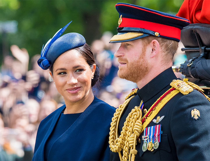 Prince Harry in uniform Meghan Markle blue hat
