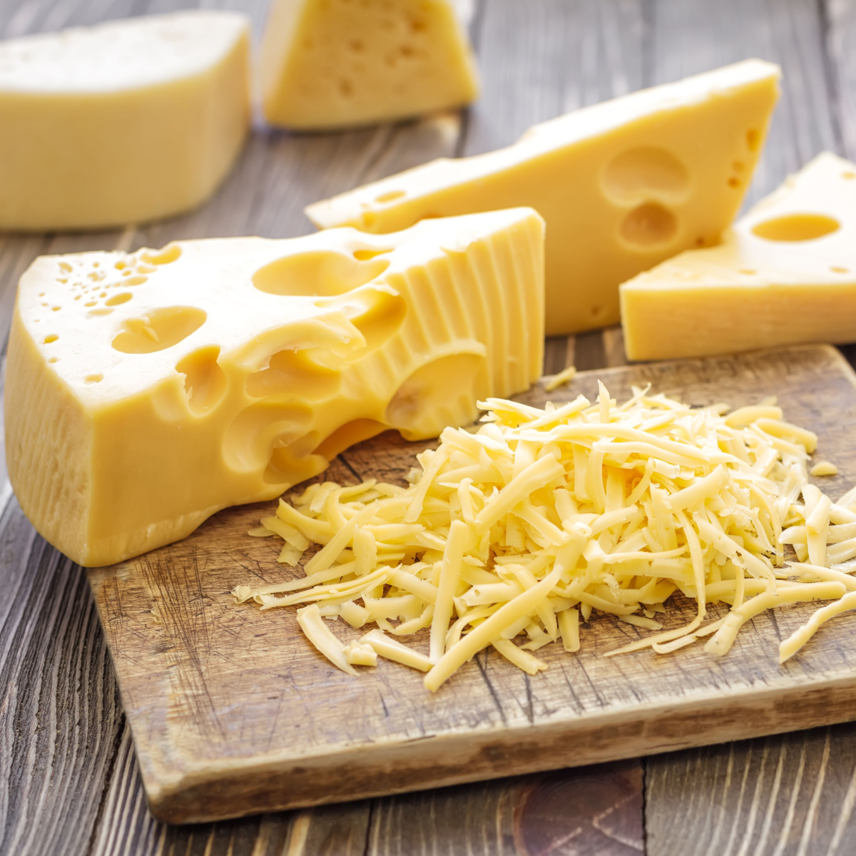 blocks of cheese and shredded cheese