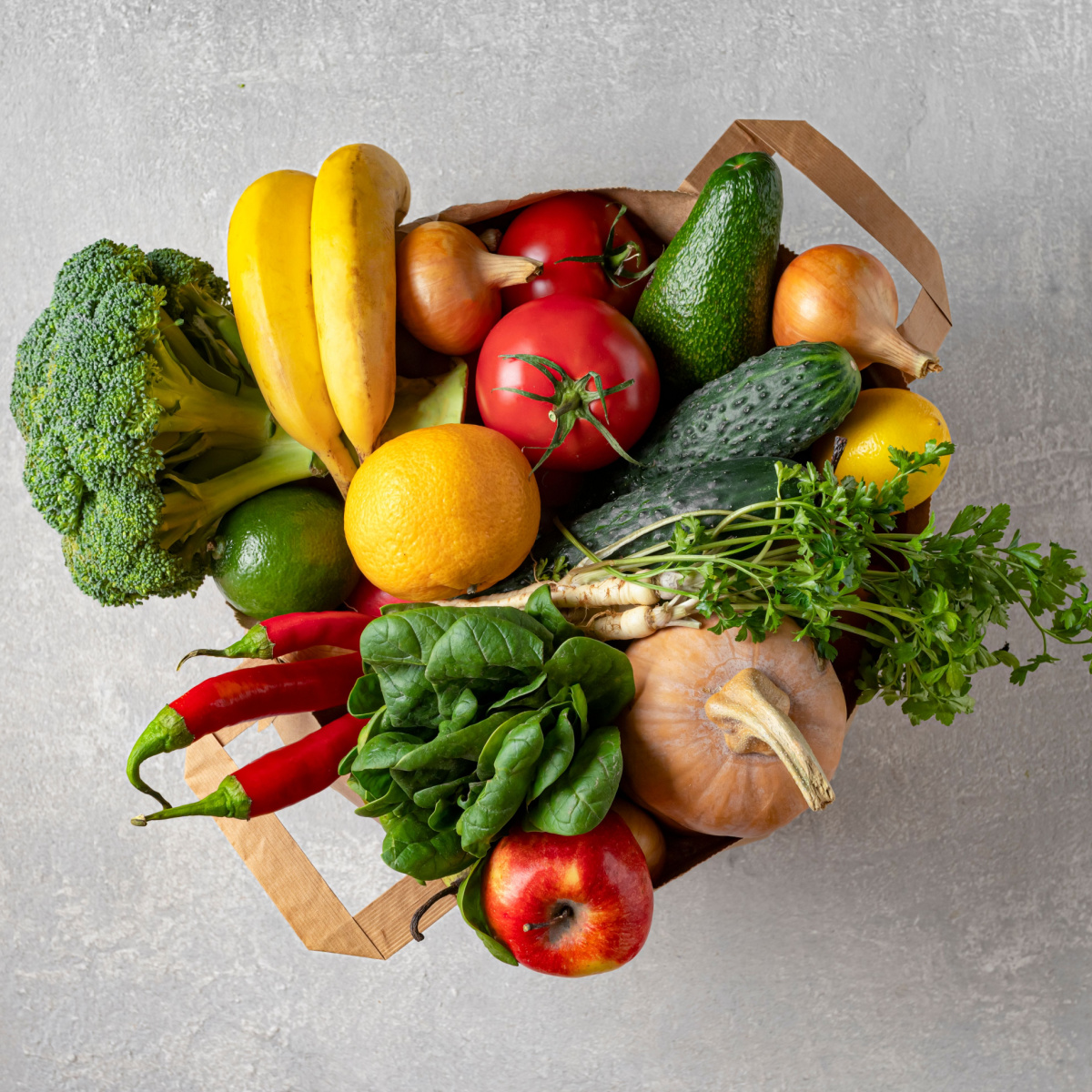 basket of fruits and veggies