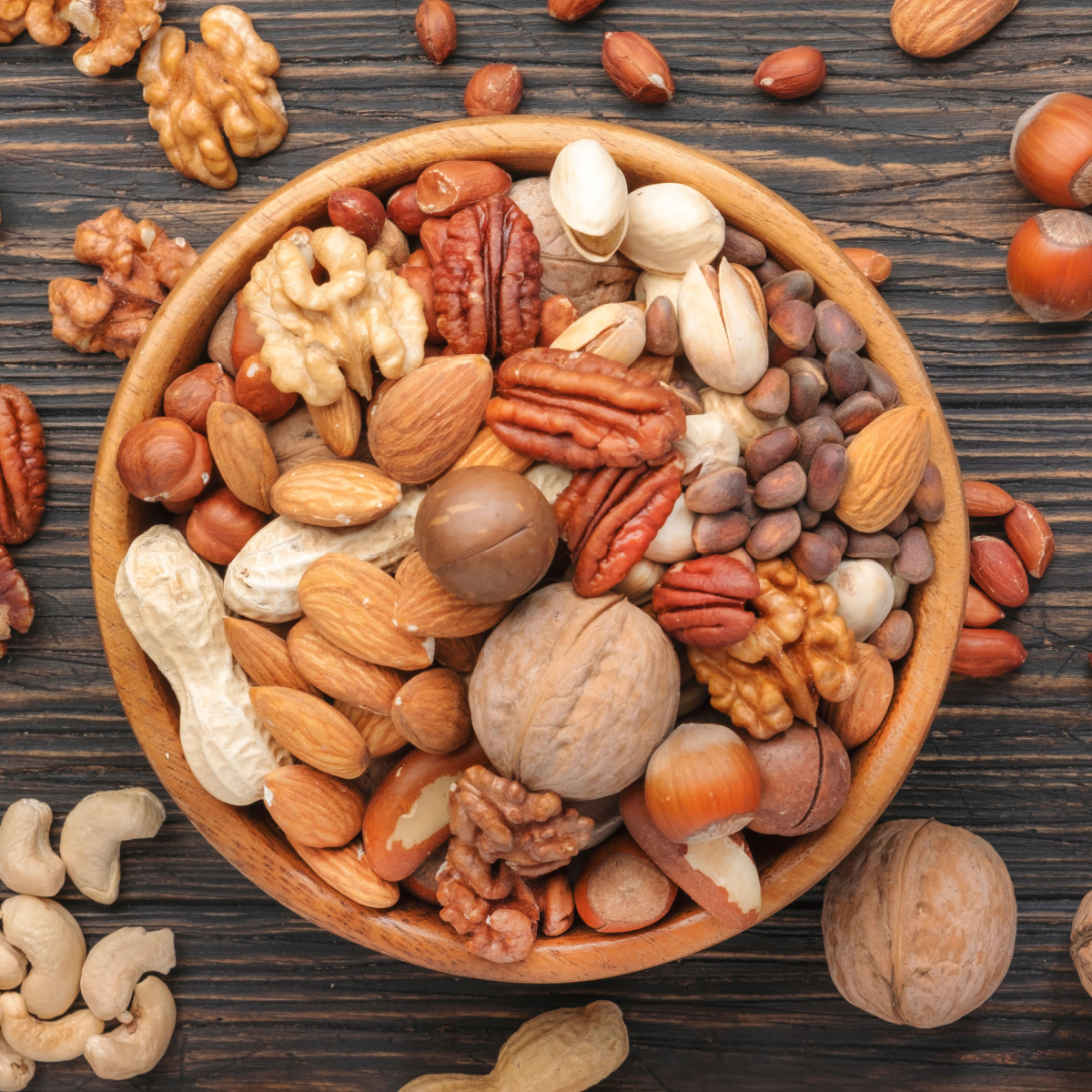 various nuts in a bowl