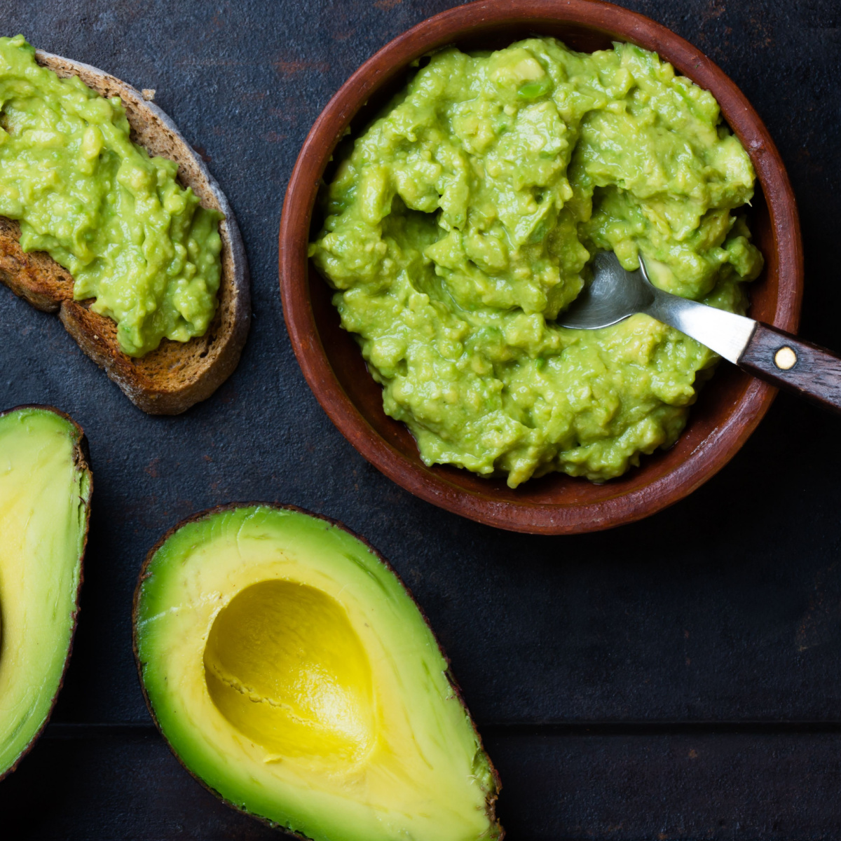 sliced and mashed avocados