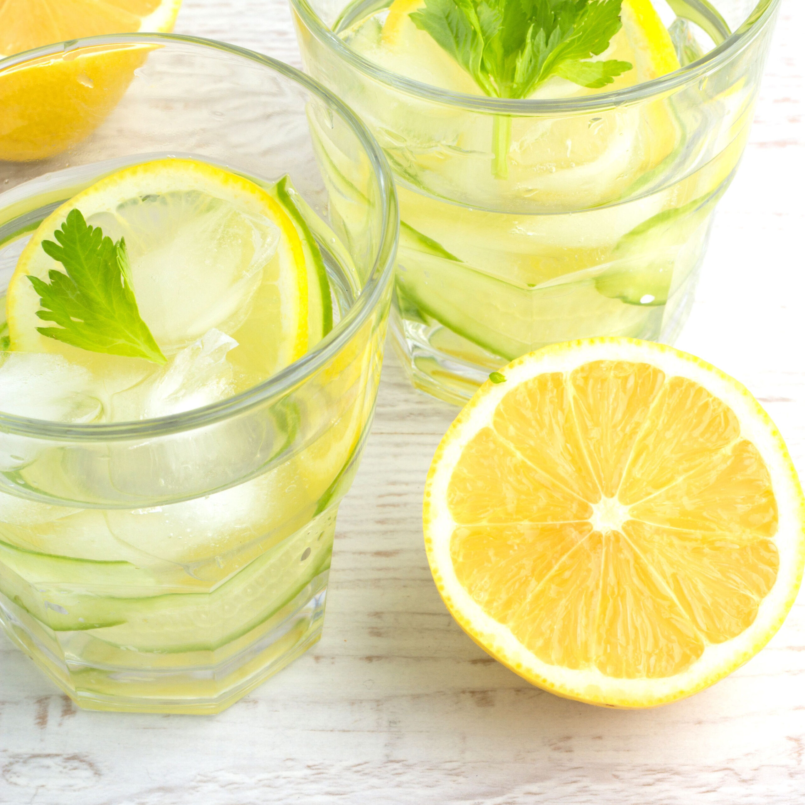 glasses of lemon water