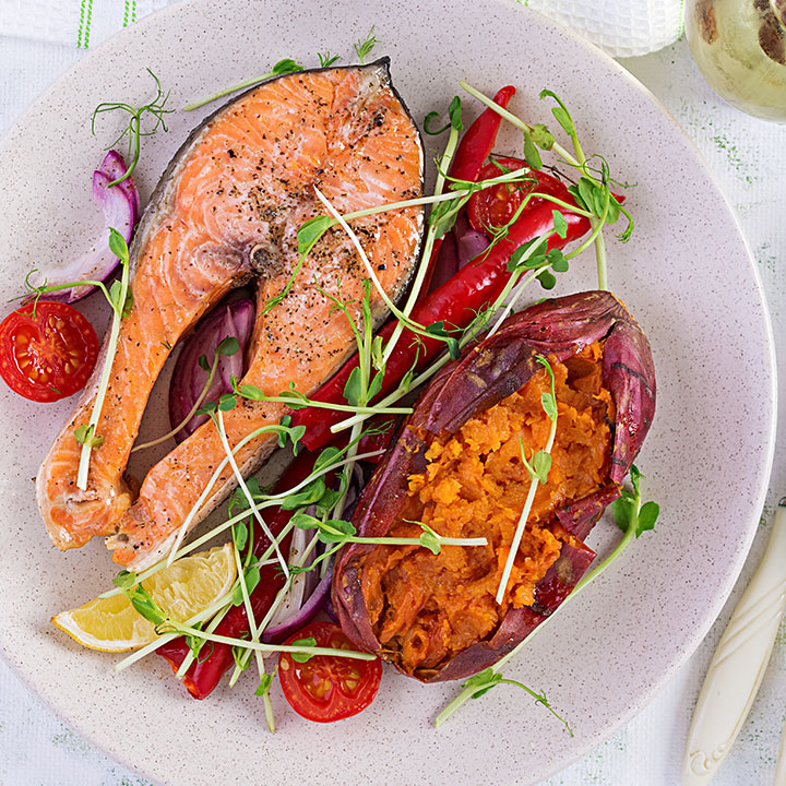 salmon and sweet potato dinner