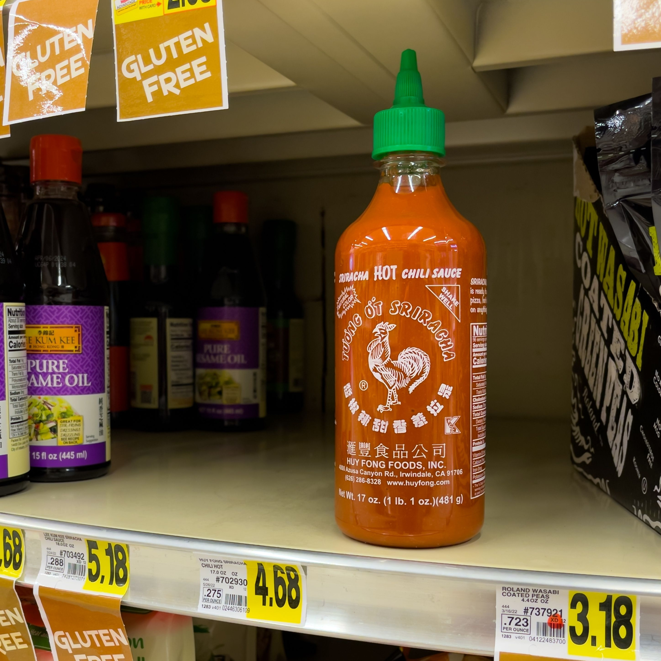 sriracha on shelf