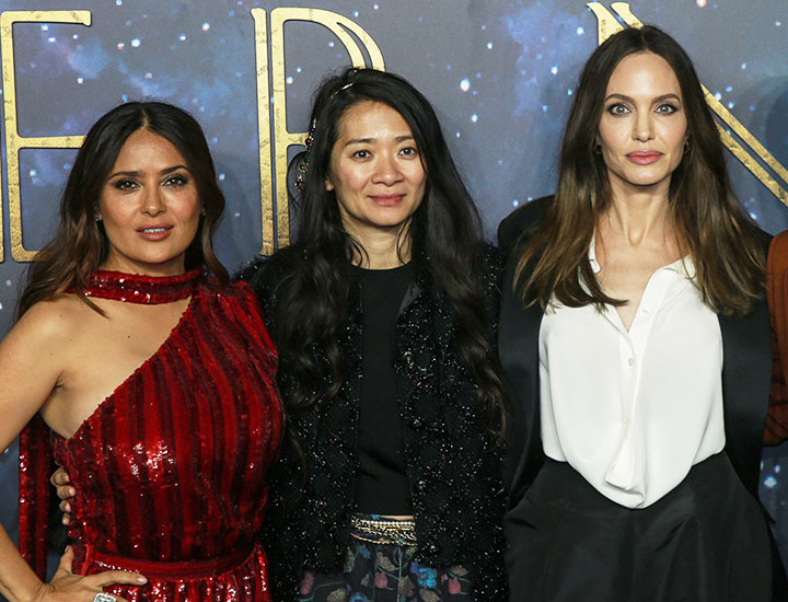 Angelina Jolie, Chloe Zhao and Salma Hayek at the UK Gala Screening of 'Eternals'