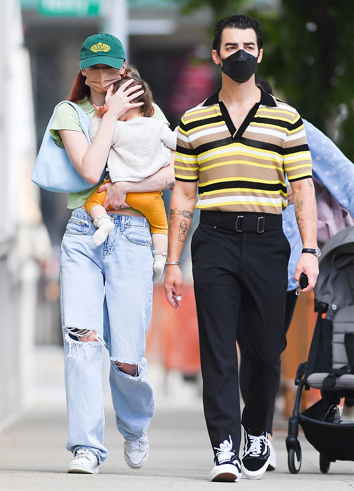 Joe Jonas and Sophie Turner walk around SoHo, NYC in 2021 with daughter Willa