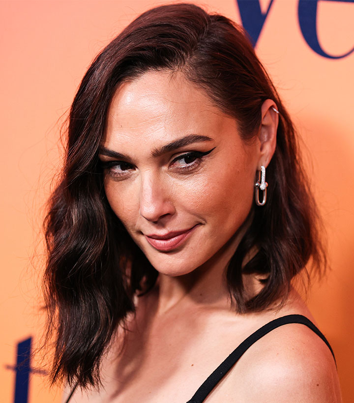 gal gadot red carpet asymmetrical lob headshot