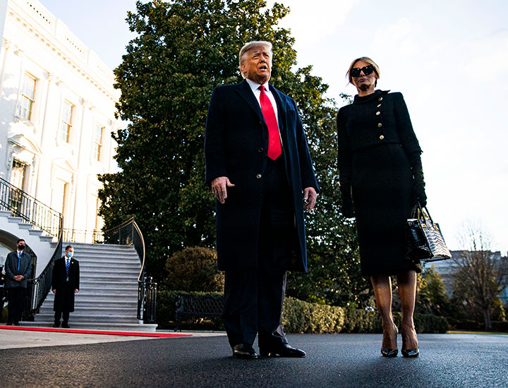 Donald Trump Melania Trump before boarding Marine One