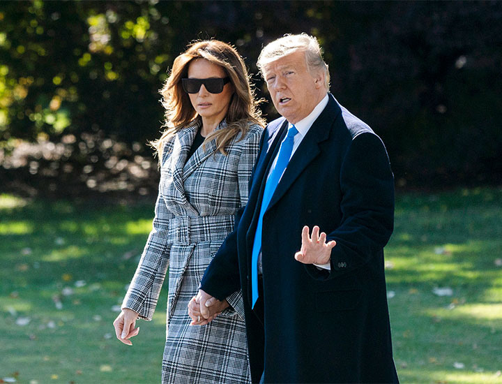 Melania and Donald Trump depart the White House October 2018