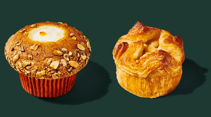 starbucks pumpkin muffin and baked apple croissant