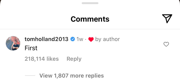 zendaya comments section tom holland