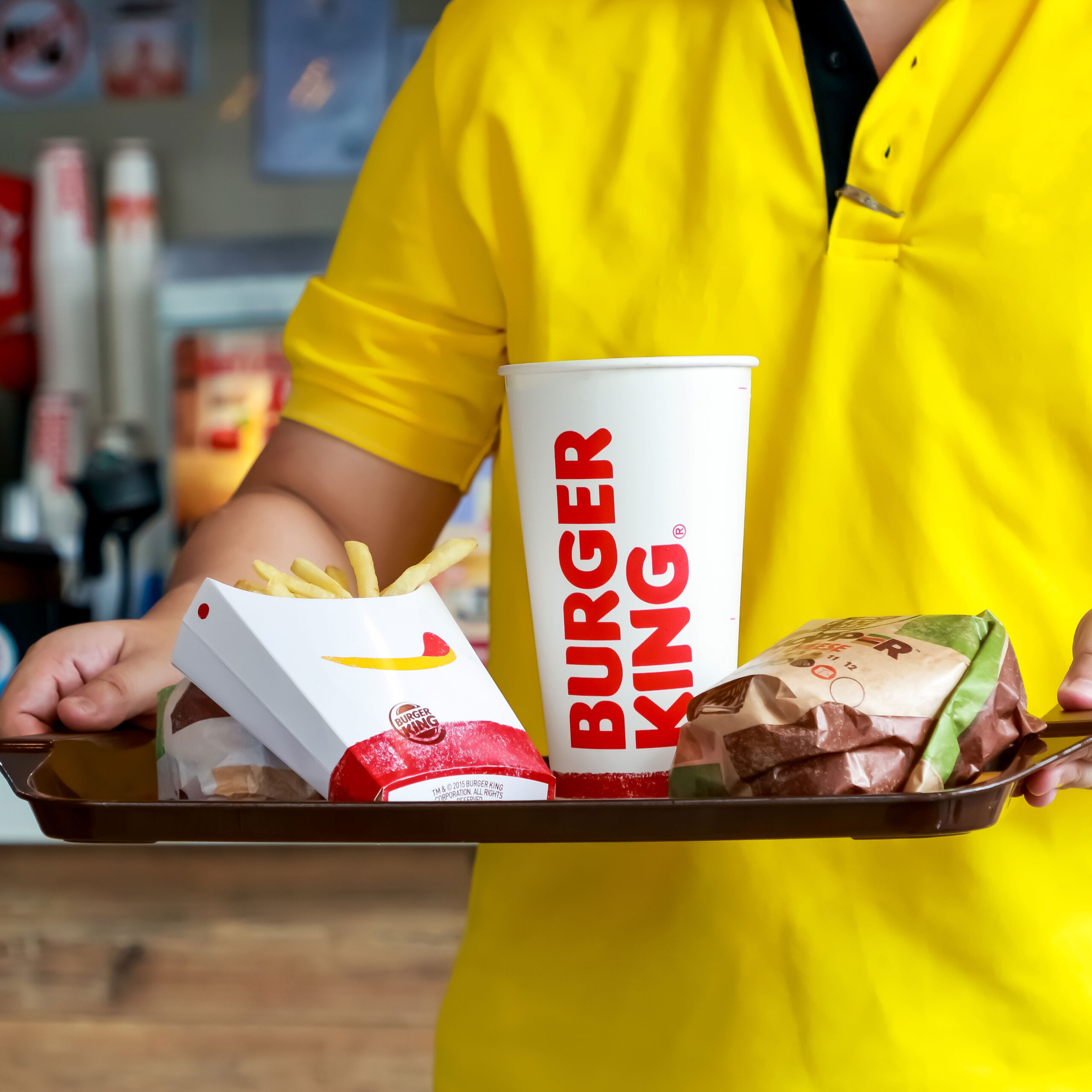 burger king tray with burger, fries, soda