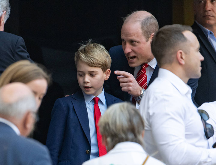 Prince William pointing finger to Prince George Rugby World Cup