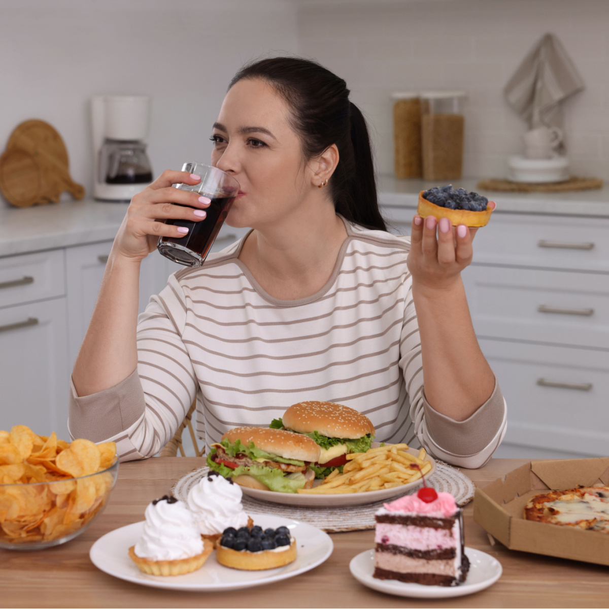 woman eating unhealthy