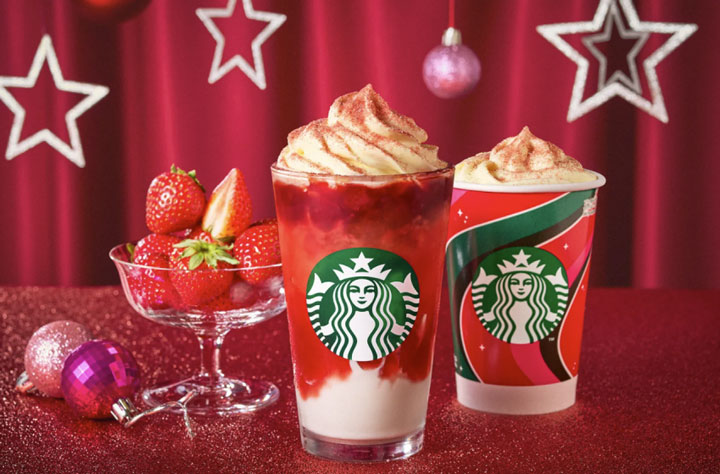 starbucks japan strawberry merry cream frappuccino and tea latte