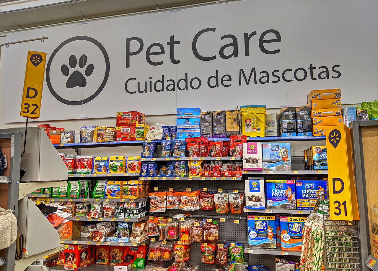 walmart pet care aisle