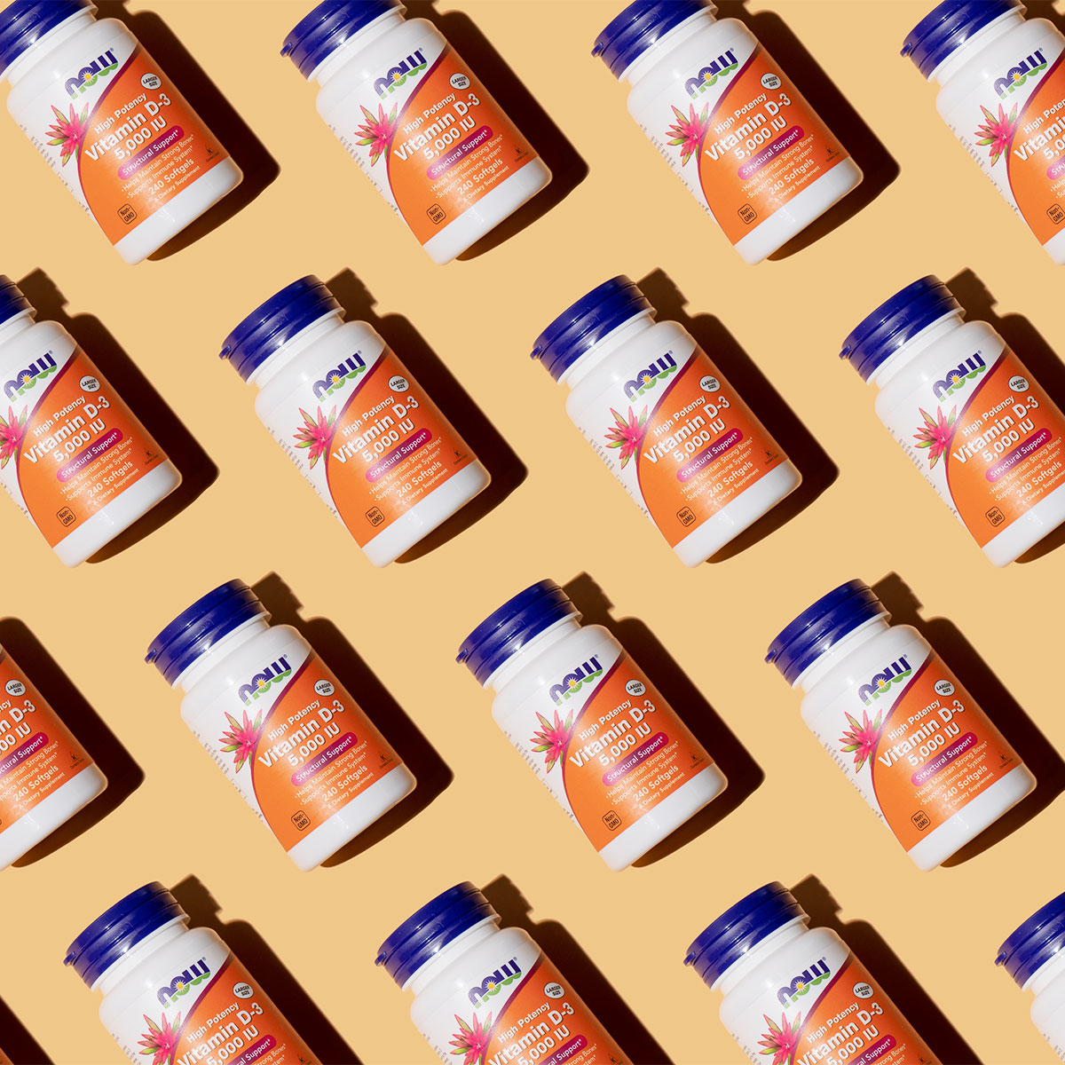 tiled image of vitamin d bottles