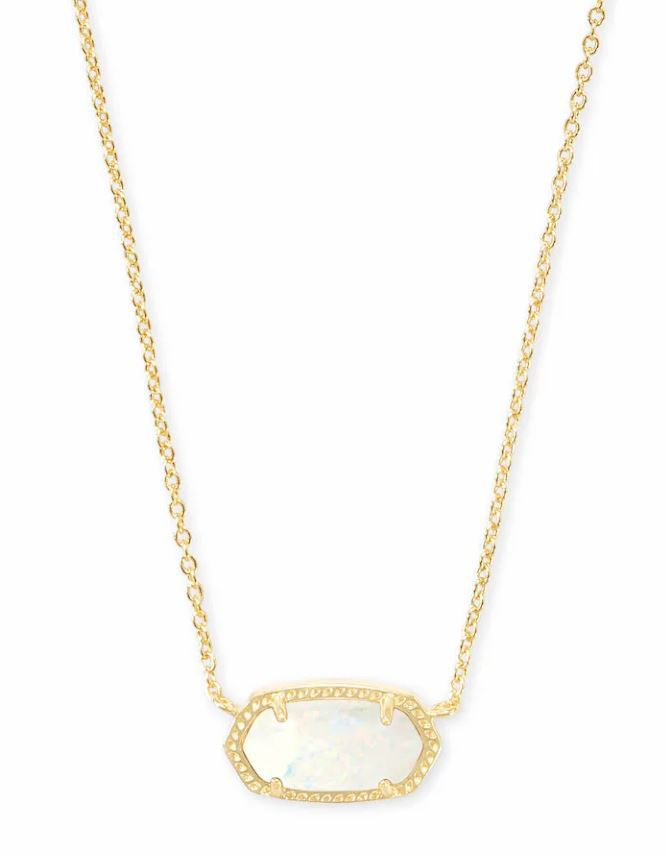 Kendra Scott Elisa Gold Pendant Necklace in White Kyocera Opal