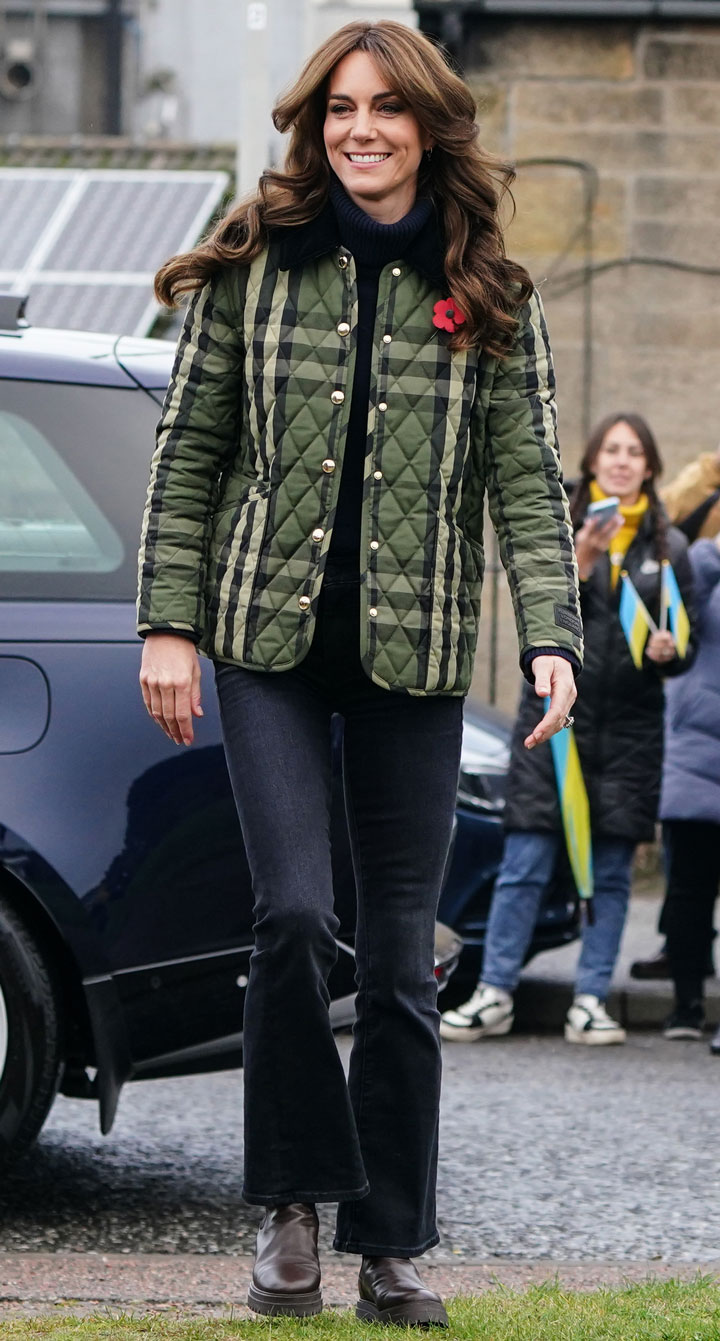 Kate Middleton Burberry coat Outfit Moray Scotland November 2023