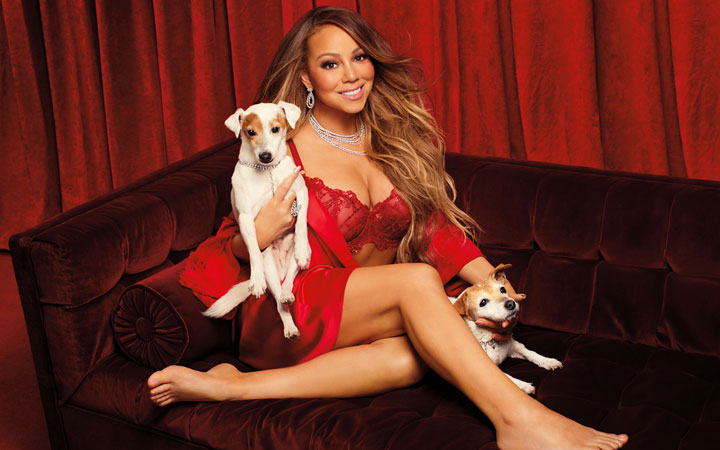 Mariah Carey Victoria's Secret Holiday campaign 2023 with dogs