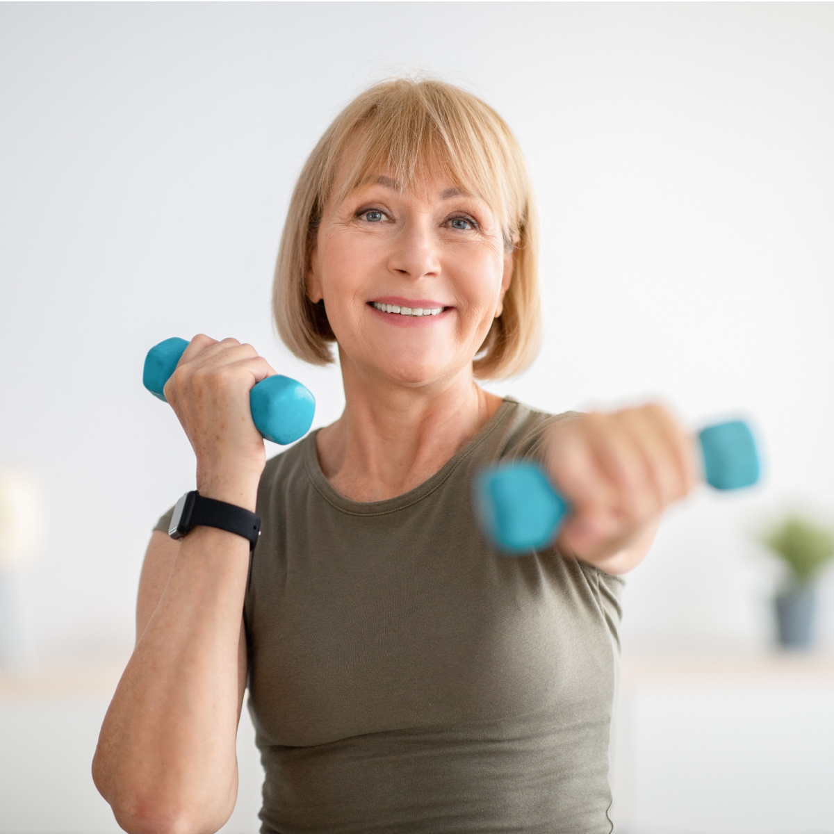 old woman doing arm exercise