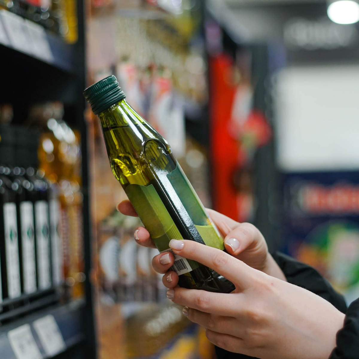 olive oil in shelves