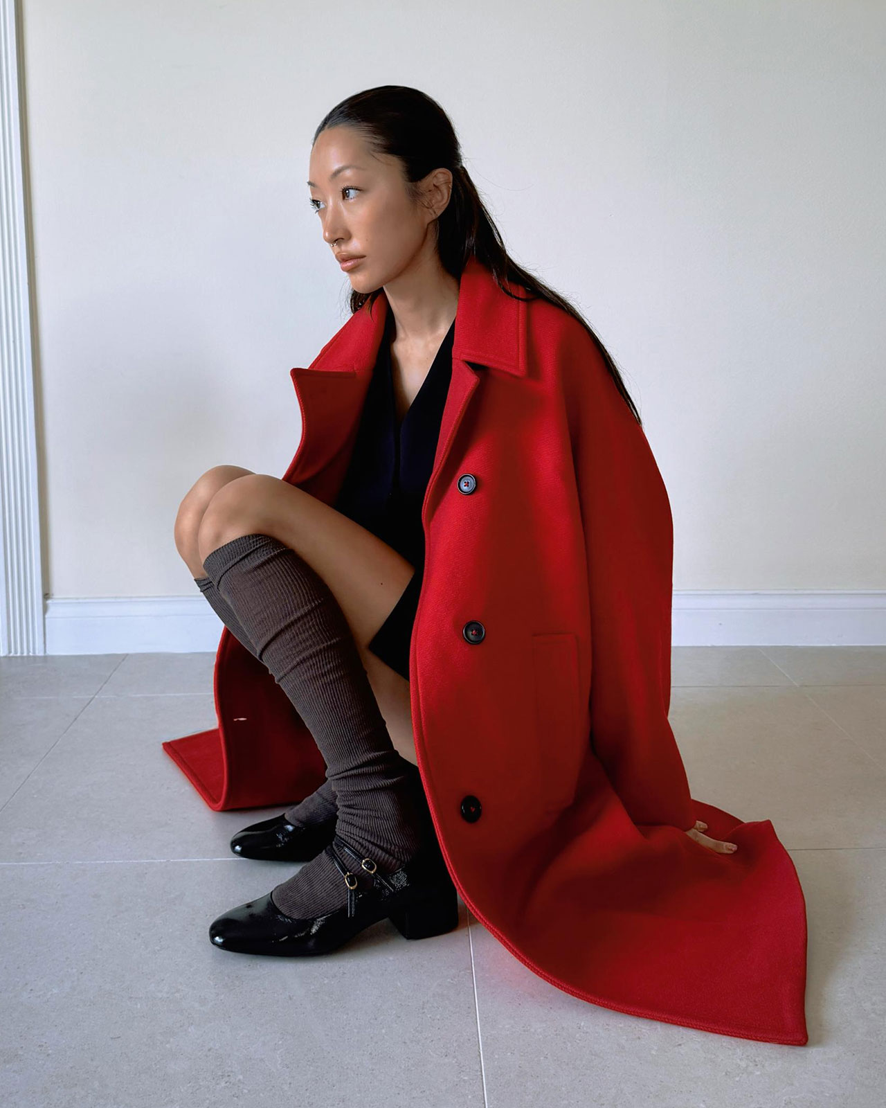 Zara oversized wool coat red