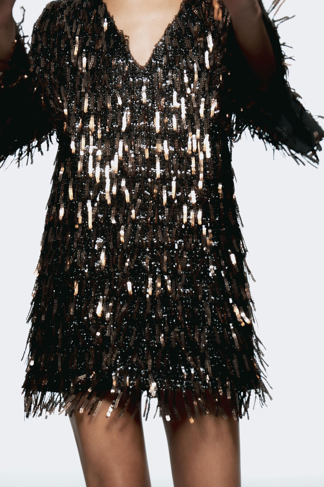 Zara sequin fringe mini dress