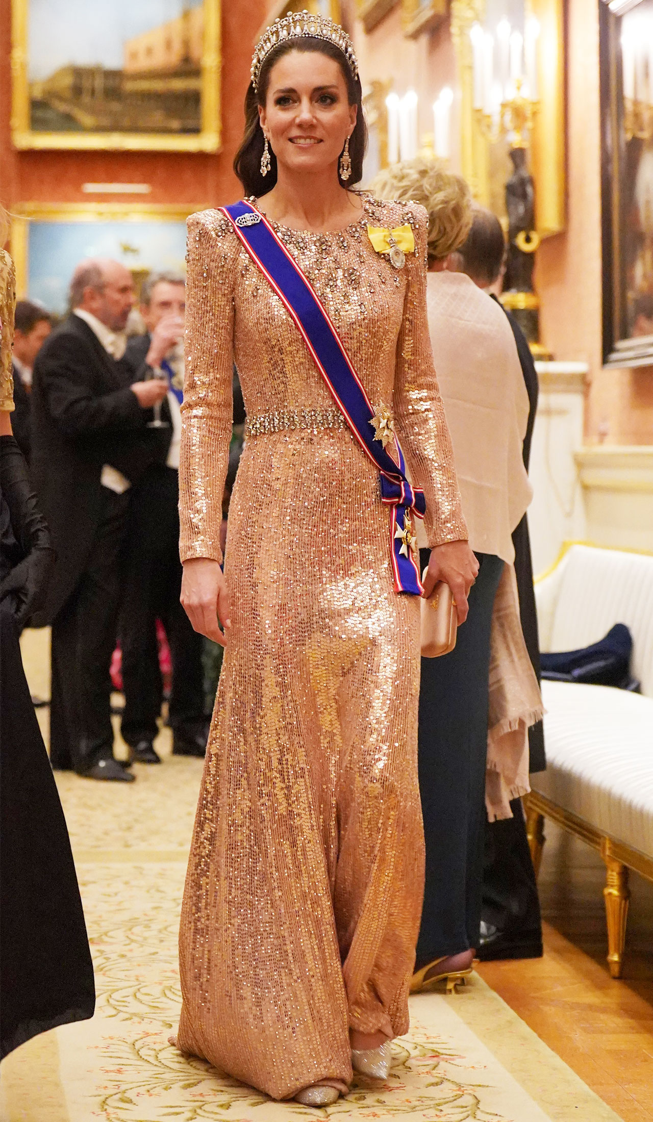 Kate Middleton pink Jenny Packham dress Diplomatic Corps Buckingham Palace